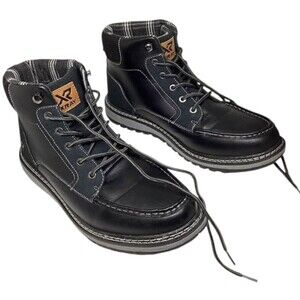 Xray Mens Sz 13 Ankle Boots Black Leather Plaid Lace Up Work Casual High Top NEW